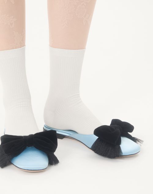 Valentino Garavani - Reinette Satin Mule - Azure - Woman - Ballerinas